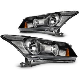 LBRST Headlight Assembly Fit for 2008-2012 for Honda Accord 4Dr Sedan Black Housing Amber Reflector Driver and Passenger Side HO2503130 HO2502130 33100TA0A01 33150TA0A01