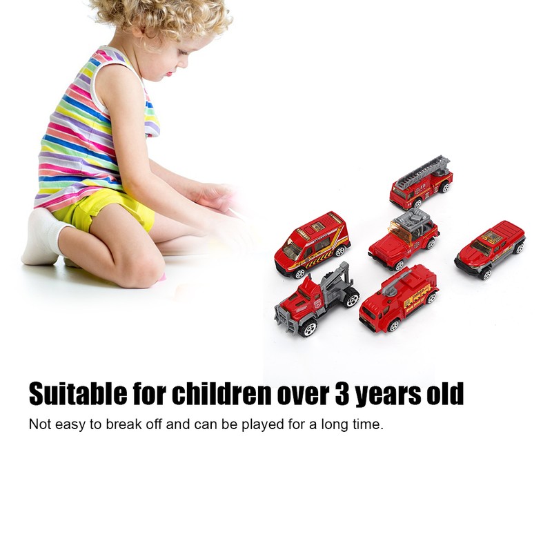 6Pcs/Set 1/64 Mini Fire Rescue Truck Police Car Toy Kids