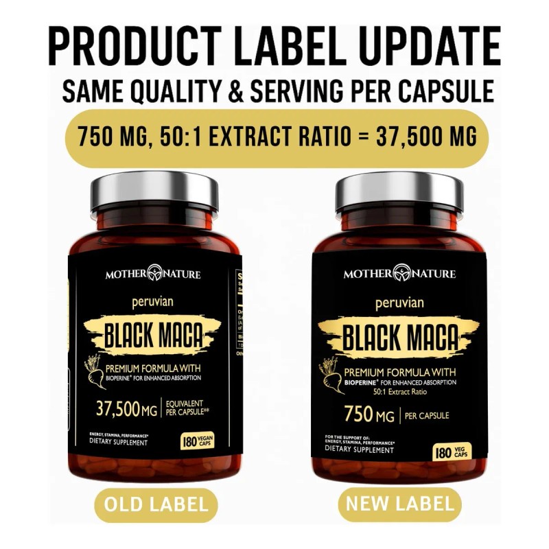 Mother Nature Maca Negra 501 37,500 Mg, 180 Cpsulas