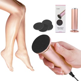 SUILU Electric Foot File,with 60pcs Replacement Sandpaper Professional Pedicure Tool for Men Women Dead Cracked Hard Skin Calluses (Golden)