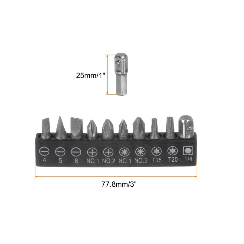 QUARKZMAN 10 in 1 Screwdriver Bit Set 1/4 Inch Hex