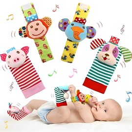 VONJUMA Rattle Socks Baby 0-6 Months Wrist Rattle Socks and Foot Finder Baby Toy Baby Toy Educational Toy for Newborn Boys and Girls Baby Gifts for Baby Shower Baby Birthday