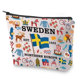 Swedish Souvenir Cosmetic Bag Swedish Mom Gift Sweden Travel Makeup Bag Gift for Sweden Lovers (Sweden)