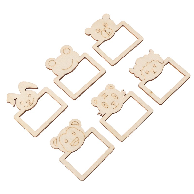 100pcs Wooden Cartoon Animal Photo Frame Decorative Hand Painting Photo