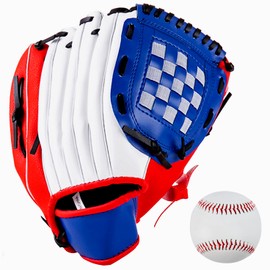 Lismyakey Baseball Gloves Sports Baseball and Softball Outdoor Sports Left Catcher's Mitt with Baseball PU Leather Thickening Pitcher Softball Gloves for Pitcher Beginner Training (11.5inch, Red)