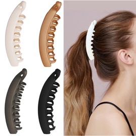 Pack of 4 Large Banana Hair Clips, Vintage Banana Clip, Ponytail Hair Clip, Thick Hair for Women and Girls