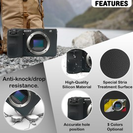 STSEETOP Camera Case for Sony A6700 - Protective Silicone DSLR Skin Cover, Detachable Cage, Shockproof, Dustproof (Black)