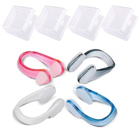 JEYORZY Nose Clip Swimming Pack of 4 Nose Clip Swimming Non-Slip Nose Clip for Swimming Non-Slip Nose Clip with Storage Box for Adults Children Unisex