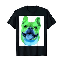 French Bulldog Pillow Colorful Blue and Green Frenchie Dog T-Shirt