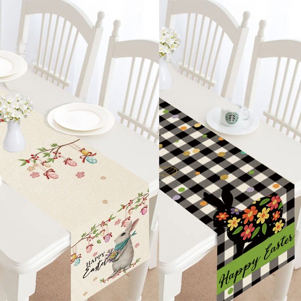 CGRAPnunu 2 Pack Buffalo Plaid Black and White Easter Bunny