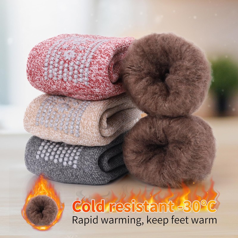 HUGSWEET Thermal Slipper Socks, Anti Slip Hospital Socks Women Winter