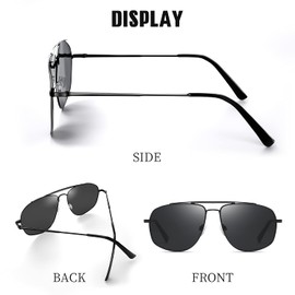 VOFO VISION Aviator Sunglasses for Men Women Polarized UV Protection, Large Square Mens Sunglasses Military Style VF6203