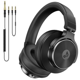 Rumoon Wired Over Ear Headphones, Studio Monitor & Mixing DJ Headphones with 50mm Neodymium Drivers and 1/4 to 3.5mm Jack for Guitar AMP Podcast Piano Keyboard (Black)