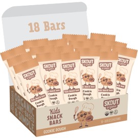 Skout Organic Cookie Dough Kids Snack Bars (18 Pack) | Organic Kids Snack Bars | School Snacks & Lunch Snacks | Vegan & Paleo | Gluten, Dairy, Grain, Peanut Free