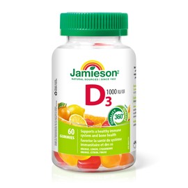 Jamieson Jamieson Vitamin D3 1,000 IU Gummies - Orange, Strawberry, Lemon Flavour, 60 Gummies