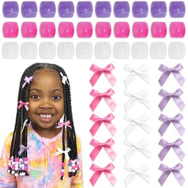 Arocooy Purple Hair Bows Acrylic Hair Beads for Kids Girls Large Loc Jewelry Cute Hair Clips Braids Hair Accessories