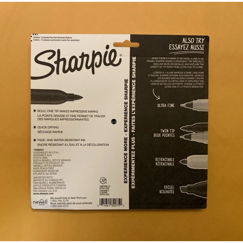 SHARPIE Permanent Markers, Fine Point, Assorted Colors, 12 Count