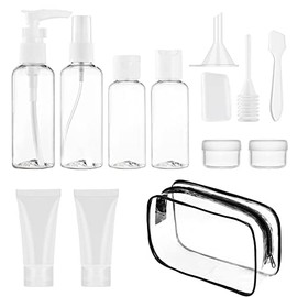 13 Pcs Travel Bottles for Toiletries, Clear Liquid Empty Containers Leak Proof Refillable BPA Free Travel Accessories with Storage Bag for Travel, Shampoos, Conditioner and Body Wash, Transparent
