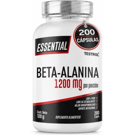 Beta Alanina, 1200 mg por porción | Pre Workout | Preentreno sin Estimulantes apoyo en tu Enrenamiento, TSN Testrol Essential | 200 cápsulas
