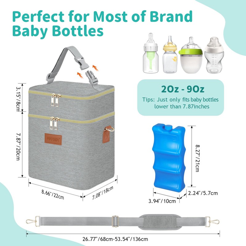 PIIOSER Breastmilk Cooler Bag with Ice Pack Fits 6 Baby
