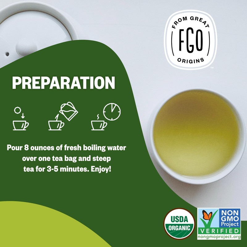 FGO Organic Moroccan Mint Green Tea, 100 Count, Eco-Conscious Tea