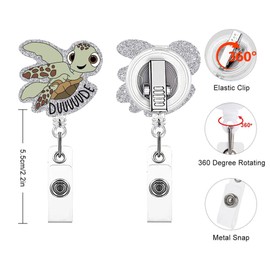 Turtle Badge Reel Funny Sea Turtle Hawaiian Badge Reels Retractable Name Badge Holder Reel ID Clip Cute Animal Pediatric Decorative for Nurse Nurses Office Worker Teacher Student