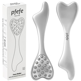 pfefe Stainless Steel Gua Sha & Face Roller, 3-in-1 Dolphin Facial Roller for Esthetician Supplies Women Gift, Skin Care Tool for Puffiness, Wrinkles, Dark Circles (1 Pc)