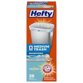 Hefty Bolsas de basura medianas, aroma de agua marina, 4 galones, 26 unidades