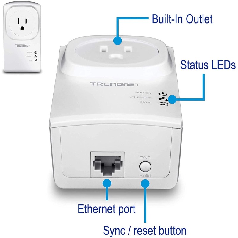 TRENDnet TPL-407E2K 500 AV Compact Powerline Adapter Kit /w Pass
