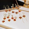 Fall Maple Leaf Earrings,Thanksgiving Fall Earrings Hoops Red Rhinestone Maple