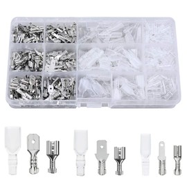FIXITOK 480 Pieces Blade Receptacles Set, 2.8 mm, 4.8 mm, 6.3 mm, Male Female Spade Cable Lugs, Sleeve Terminal with Insulation Sleeve, Sleeve Assortment Kit (Silver)