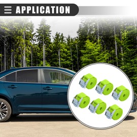 Motoforti Universal Cargo Tie Down Straps with Cam Lock Buckle, Green, 6 Pcs