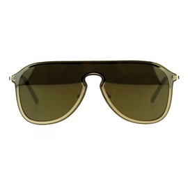 Designer Style Sunglasses Unisex Retro Keyhole Aviators Gold, Gold Mirror Lens