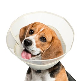 OEH Dog Cone, Soft Cones for Dogs After Surgery, Comfortable Medium Dog Cone Collar, Protective Cone for Dogs to Stop Licking, Beige, ML(Neck: 14.8-17.0”)