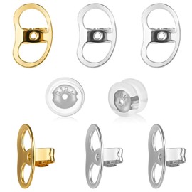 Earring Backs Replacements for Droopy Ears, Heavy Earrings Lifters, Locking Ear Support for Sensetive Skin, 8 Pairs