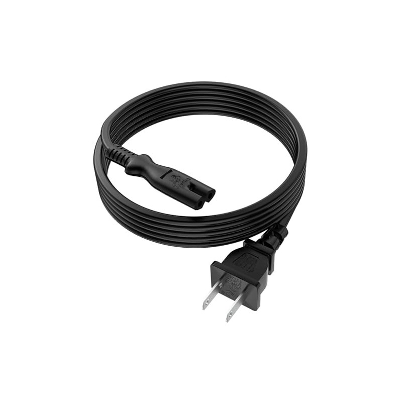 8.2FT 2 Prong AC Power Cord Cable for Under Desk