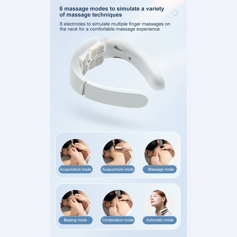 Cervical Spine Massager Strength Adjustment USB Rechargeable Intelligent Pulse Heating