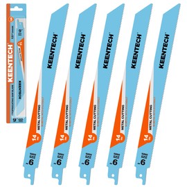 KEENTECH 9 Inch Bi-Metal Reciprocating Saw Blade 5-Pack for Clean Metal Cutting, 14 TPI, Fits Milwaukee Sawzall and Other Reciprocating Saws