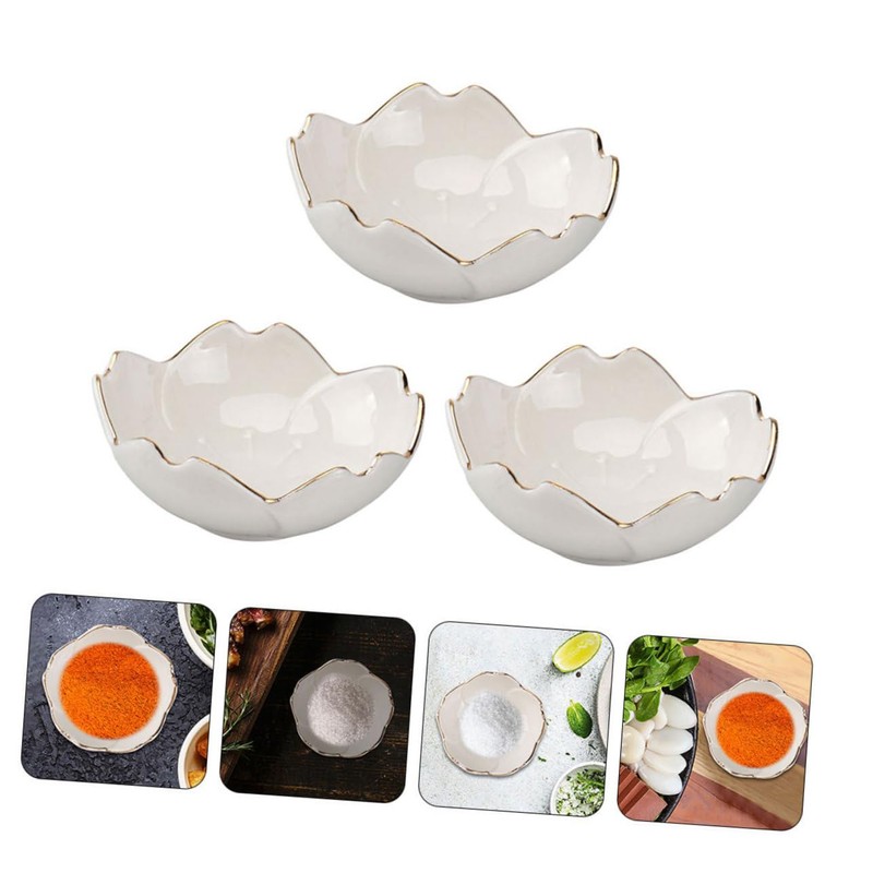 GRIRIW Cherry Blossom Petal Plate 6pc Set of Ceramic Sauce