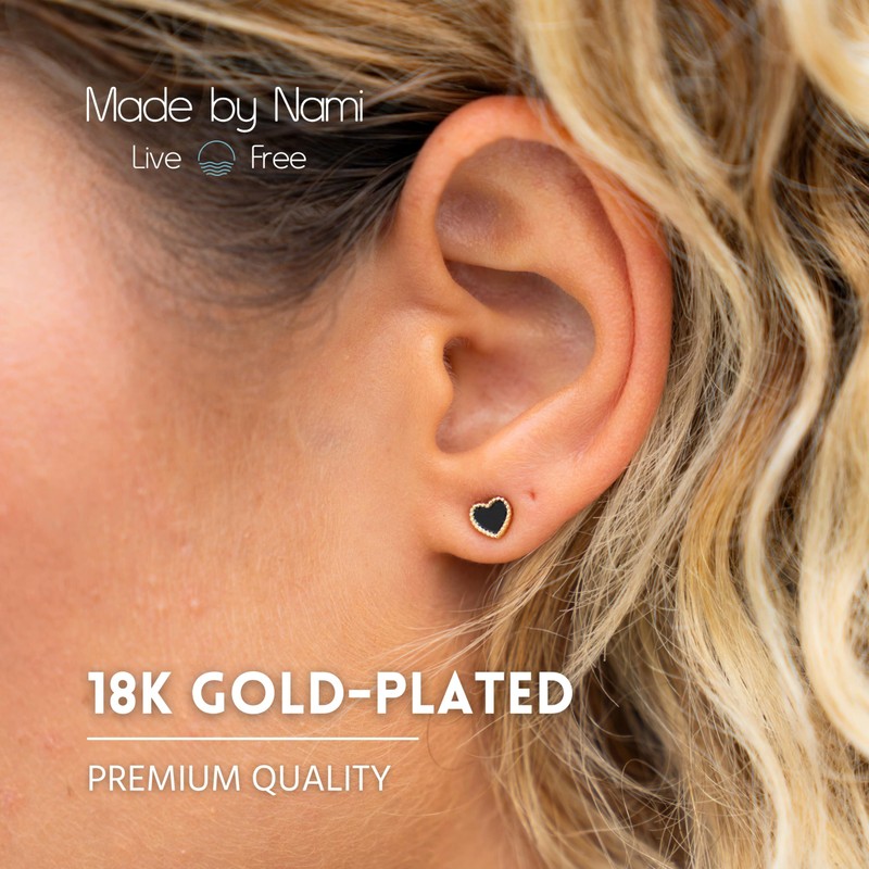 Made by Nami Heart Stud Earrings Gold Set Heart Earrings