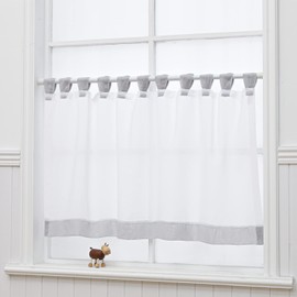 NSXIN Net Curtain, Voile Bistro Curtain with Loops, Transparent Curtain, Modern Window Curtain, Gauze Scarves, Window Scarf for Kitchen, Living Room, Country House (H x W 60 x 90 cm, Grey Edge)