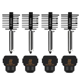4-Pack Bamboo A1 mini/A1/A2L Hotend Kit, 0.2/0.4/0.6/0.8mm Hardened Steel Nozzle for Bambu Lab A1 Series/A2L, 3D Printer Print Head Replacement Nozzle for Bambu A1 Parts Precision&High-Speed Printing