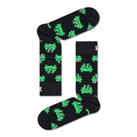 Happy Socks Crew-Socken – Geschenkset für Erwachsene und Kinder – Schwarze Crew-Socken mit grünen Fröschen – Erwachsenengröße 36–40 für Kinder im Alter von 0–12 Monaten