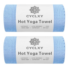CYCLXY 2 Pack Hot Yoga Towels,Yoga Towels for Hot Yoga Non Slip,Microfiber Super-Absorbent Yoga Mats Towel, Pilates,Bikram,Yoga Gear