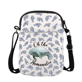 JXGZSO Manatee Shoulder Bag Oh the Humanatee Crossbody Bag Manatee Lover Gift Marine Biology Gift (Humanatee CB CA)