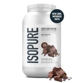 Isopure Low Carb 100% Pure Whey Isolate Protein Powder, Lactose Free, Gluten Free, With Vitamins, Dutch Chocolate, 25g Protein Per Serving, 3.07 Lbs, 41 Servings (Packaging May Vary)
