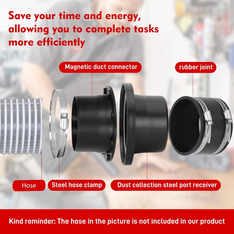 4" & 2.5"Magnetic Dust Collection Fittings for Dust Collectors, 14-Piece