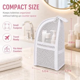 Hanging Travel Toiletry Organizer, Compact Cosmetic and Bathroom Storage Bag for Carry-On Packing - SUOWEEI Standing
