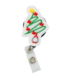 Stethoscope Christmas Tree Badge Reel, Retractable Holiday ID Holder, Nurse Name Tag Clip