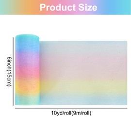 RIBBOOO Rainbow Tulle Rolls 6 Inch by 10 Yards Macarons Gradient Shimmer Spool Ribbon for Table Chair Sash Bow Pet Tutu Skirt Sewing Crafting Fabric Wedding Party Birthday Centerpieces Bouquet Decor